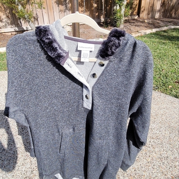 NWOT SOFT SURROUNDINGS Medium Cabin Cuddle Up Hoodie Sweatshirt Sweater Hood Gra - Picture 5 of 12